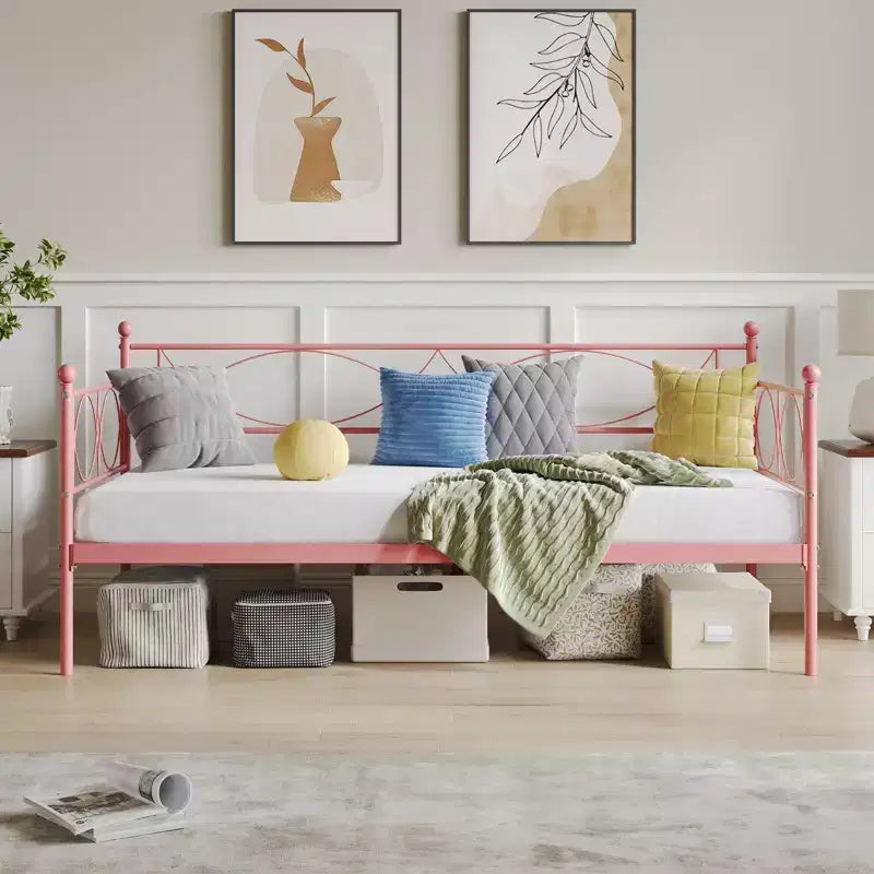Set Divano Letto con Letto Estraibile - Divano Letto Singolo con Struttura in Metallo e Supporto a Doghe in Acciaio - Divano Letto Multifunzionale per Camera da Letto, Camera degli Ospiti