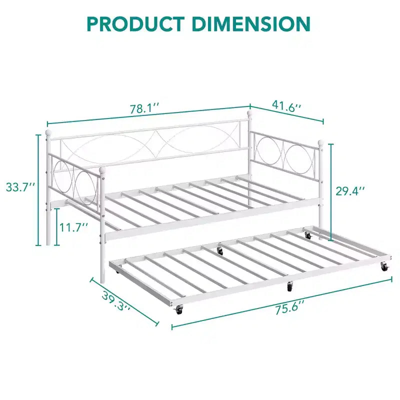 Set Divano Letto con Letto Estraibile - Divano Letto Singolo con Struttura in Metallo e Supporto a Doghe in Acciaio - Divano Letto Multifunzionale per Camera da Letto, Camera degli Ospiti