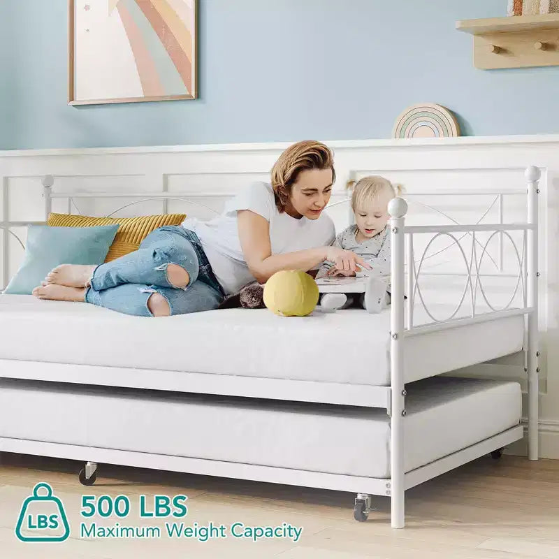 Set Divano Letto con Letto Estraibile - Divano Letto Singolo con Struttura in Metallo e Supporto a Doghe in Acciaio - Divano Letto Multifunzionale per Camera da Letto, Camera degli Ospiti