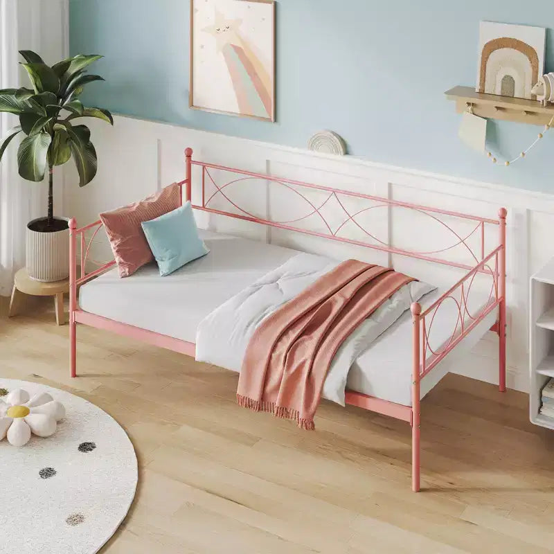 Set Divano Letto con Letto Estraibile - Divano Letto Singolo con Struttura in Metallo e Supporto a Doghe in Acciaio - Divano Letto Multifunzionale per Camera da Letto, Camera degli Ospiti