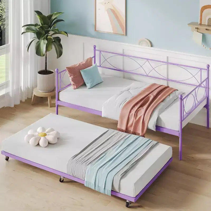 Set Divano Letto con Letto Estraibile - Divano Letto Singolo con Struttura in Metallo e Supporto a Doghe in Acciaio - Divano Letto Multifunzionale per Camera da Letto, Camera degli Ospiti
