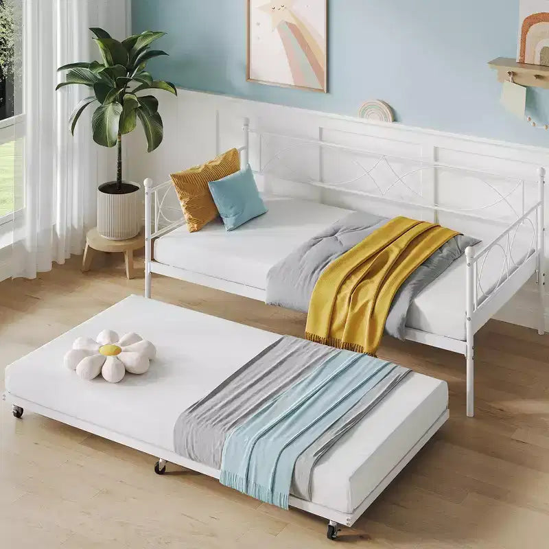 Set Divano Letto con Letto Estraibile - Divano Letto Singolo con Struttura in Metallo e Supporto a Doghe in Acciaio - Divano Letto Multifunzionale per Camera da Letto, Camera degli Ospiti