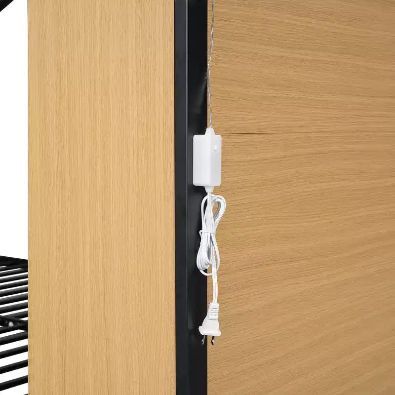 Whisen Letto Matrimoniale in Metallo a Casetta con Ripiani Integrati e Illuminazione a LED da Sogno, Un Ambiente di Sonno Migliore