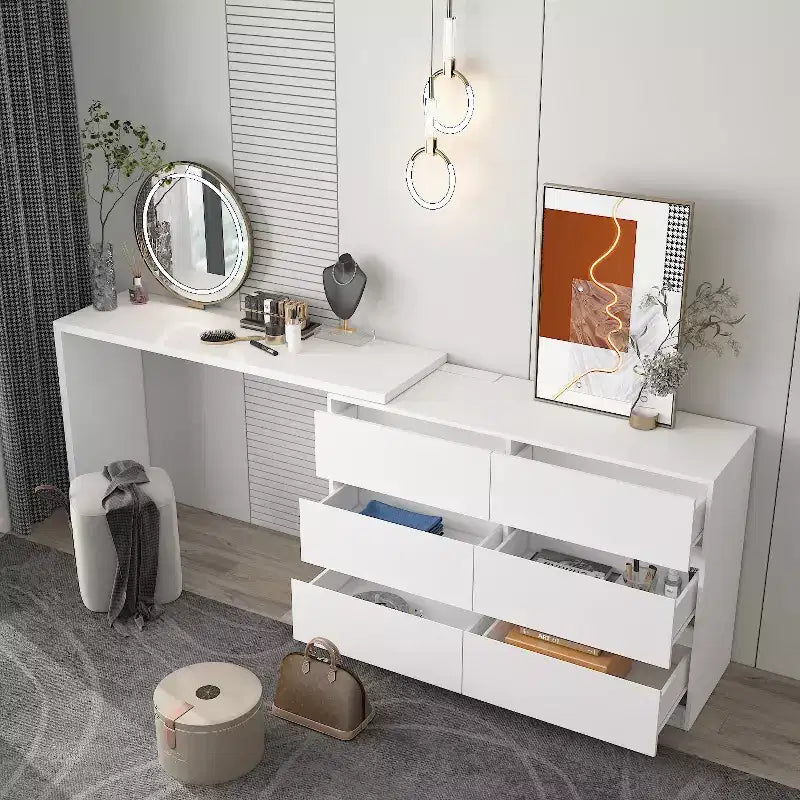 Cassettiera Trasformabile Famapy, Scrivania da Trucco con 6 Cassetti, Scrivania da Studio/Computer, Unità di Archiviazione Tutto in Uno per l'Aggiornamento dell'Ufficio Domestico