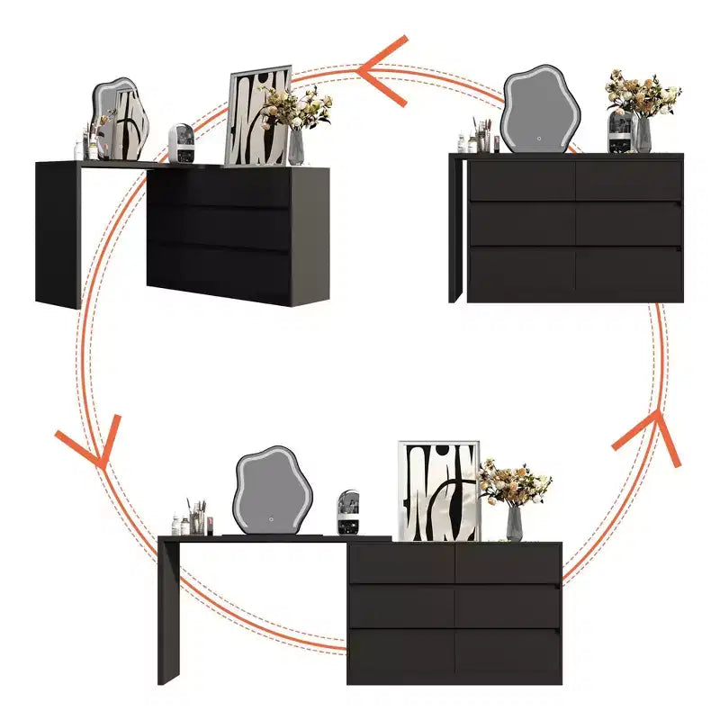 Cassettiera Trasformabile Famapy, Scrivania da Trucco con 6 Cassetti, Scrivania da Studio/Computer, Unità di Archiviazione Tutto in Uno per l'Aggiornamento dell'Ufficio Domestico