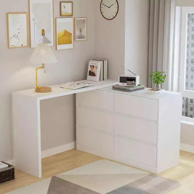 Cassettiera Trasformabile Famapy, Scrivania da Trucco con 6 Cassetti, Scrivania da Studio/Computer, Unità di Archiviazione Tutto in Uno per l'Aggiornamento dell'Ufficio Domestico