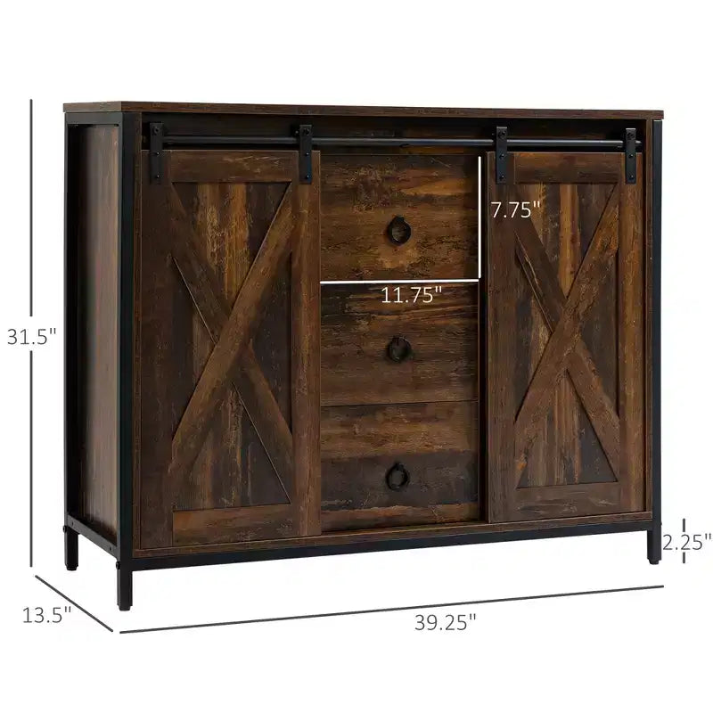 Credenza da cucina con ante scorrevoli a fienile