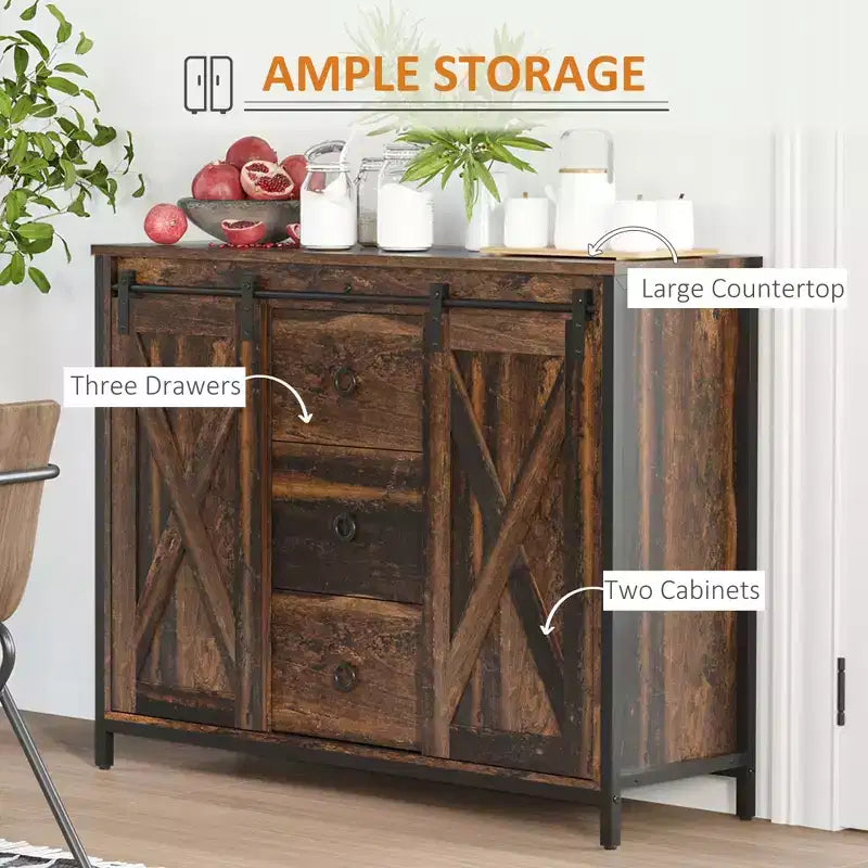 Credenza da cucina con ante scorrevoli a fienile