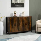 Credenza-Madia Industriale con Ante, Mobile Cucina/Bar con Ripiani Regolabili
