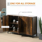 Credenza-Madia Industriale con Ante, Mobile Cucina/Bar con Ripiani Regolabili