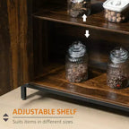 Credenza-Madia Industriale con Ante, Mobile Cucina/Bar con Ripiani Regolabili