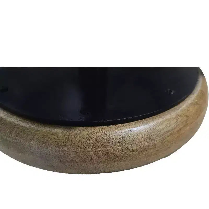 Sgabello da bancone girevole Royal Hampton Rustic Charm, 24 pollici, sedile rotondo in legno di mango marrone lavorato a mano, base in ferro nero con poggiapiedi