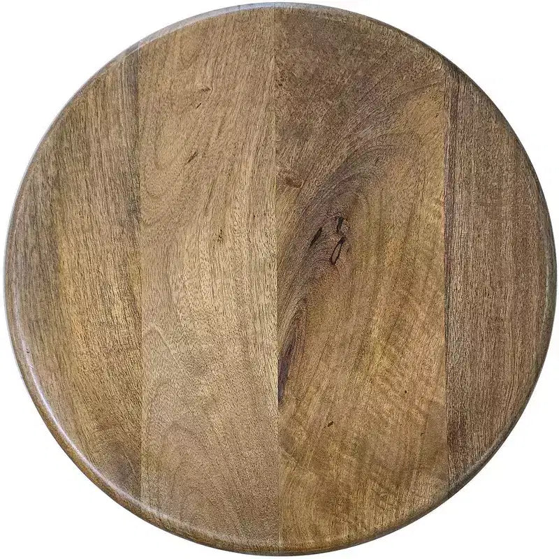 Sgabello da bancone girevole Royal Hampton Rustic Charm, 24 pollici, sedile rotondo in legno di mango marrone lavorato a mano, base in ferro nero con poggiapiedi