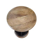 Sgabello da bancone girevole Royal Hampton Rustic Charm, 24 pollici, sedile rotondo in legno di mango marrone lavorato a mano, base in ferro nero con poggiapiedi