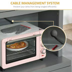 Credenza da Cucina, Mobile Dispensa da 70 con Anta a Cornice in Vetro, Mobile Contenitore con Ripiani Regolabili e Spazio per Microonde per Sala da Pranzo