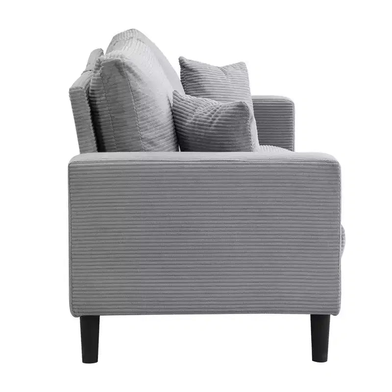 MAYEERTY Divano 3 Posti con Struttura in Legno, Rivestito, Moderno e Comodo per Soggiorno Camera da Letto, Grigio Chiaro