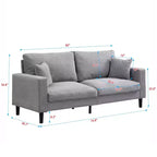 MAYEERTY Divano 3 Posti con Struttura in Legno, Rivestito, Moderno e Comodo per Soggiorno Camera da Letto, Grigio Chiaro