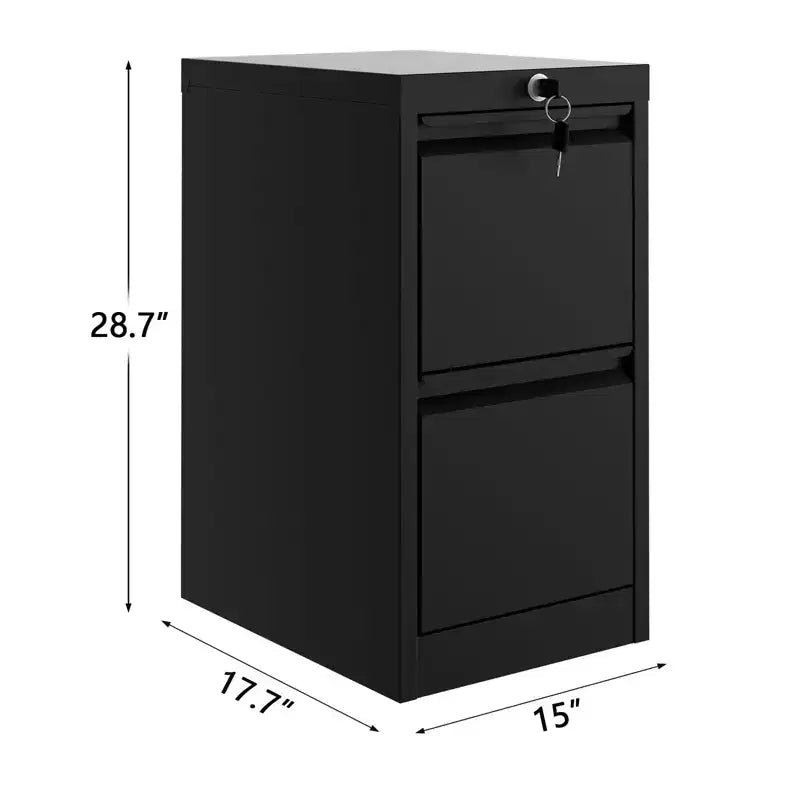 Mobiletto Archivio a 2 Cassetti con Serratura, Armadietto Verticale in Metallo per Documenti Formato Lettera/Legale, Archivio per Ufficio Domestico, Richiede Montaggio