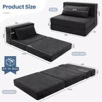 Homdox Divano Letto Pieghevole con Cuscino, Poltrona Letto Convertibile, Materasso da Pavimento in Schiuma per Soggiorno/Dormitorio/Ospiti/Ufficio Singolo