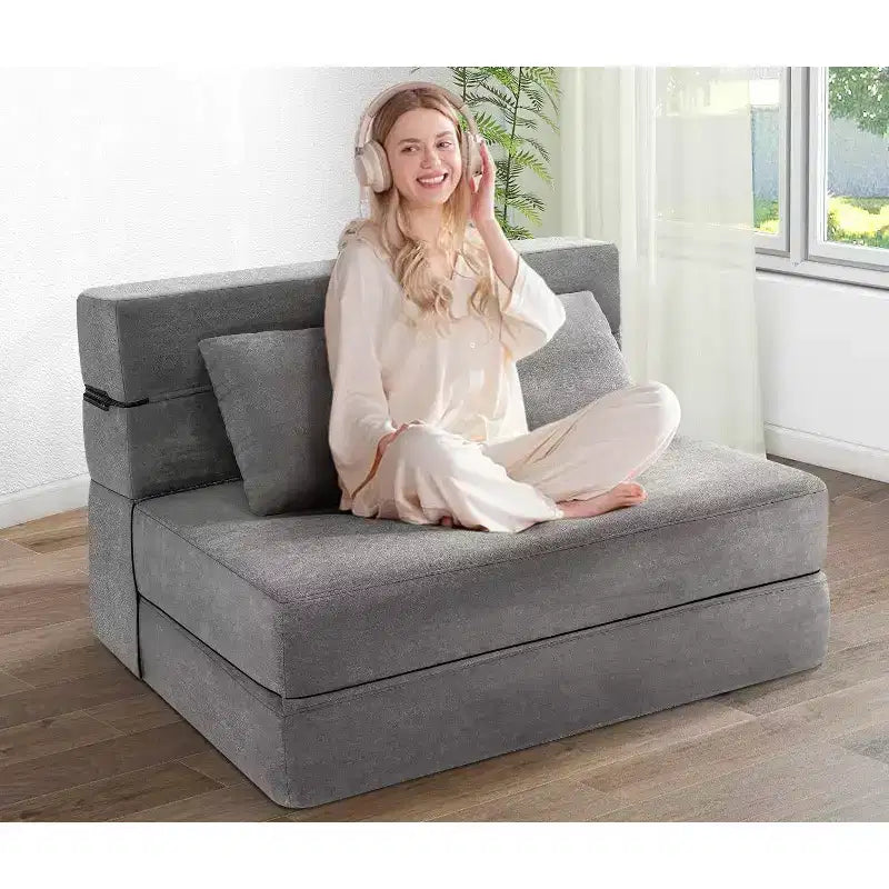 Homdox Divano Letto Pieghevole con Cuscino, Poltrona Letto Convertibile, Materasso da Pavimento in Schiuma per Soggiorno/Dormitorio/Ospiti/Ufficio Singolo