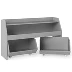 Costway Organizer Giocattoli per Bambini con 2 Cassetti Rimovibili e Vano a Giorno per Bambini Grigio/Bianco