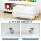 Costway Organizer Giocattoli per Bambini con 2 Cassetti Rimovibili e Vano a Giorno per Bambini Grigio/Bianco