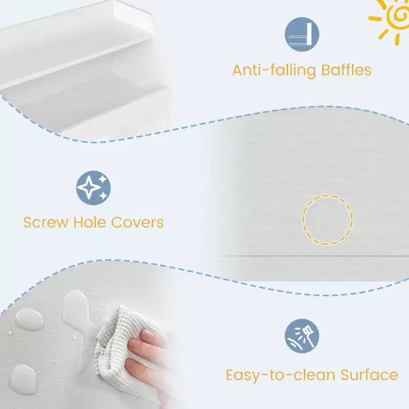 Costway Organizer Giocattoli per Bambini con 2 Cassetti Rimovibili e Vano a Giorno per Bambini Grigio/Bianco
