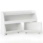 Costway Organizer Giocattoli per Bambini con 2 Cassetti Rimovibili e Vano a Giorno per Bambini Grigio/Bianco