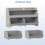 Costway Organizer Giocattoli per Bambini con 2 Cassetti Rimovibili e Vano a Giorno per Bambini Grigio/Bianco