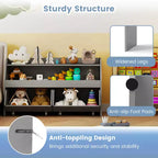 Costway Organizer Giocattoli per Bambini con 2 Cassetti Rimovibili e Vano a Giorno per Bambini Grigio/Bianco