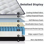 Materasso Okak medio-rigido con memory foam, materasso ibrido con molle insacchettate, materasso in scatola per casa, hotel, appartamento