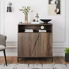 Slanted Door Sideboard, Freestanding Modern Wooden Sideboard, Storage Cabinet with Adjustable Shelves, for Kitchen, Dining room, Living room