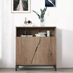Credenza con Ante Incline, Madia Moderna in Legno Autoportante, Mobile Contenitore con Ripiani Regolabili, per Cucina, Sala da Pranzo, Soggiorno