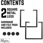 Pipe Decor Gambe per Tavolino da Caffè o Tavolino d'Appoggio Skyline Nere Opache Quadrate in Metallo da 45,72 cm - Confezione da 2