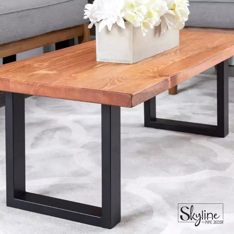 Pipe Decor Gambe per Tavolino da Caffè o Tavolino d'Appoggio Skyline Nere Opache Quadrate in Metallo da 45,72 cm - Confezione da 2
