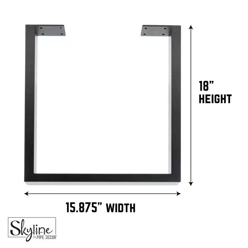 Pipe Decor Gambe per Tavolino da Caffè o Tavolino d'Appoggio Skyline Nere Opache Quadrate in Metallo da 45,72 cm - Confezione da 2
