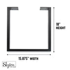 Pipe Decor Gambe per Tavolino da Caffè o Tavolino d'Appoggio Skyline Nere Opache Quadrate in Metallo da 45,72 cm - Confezione da 2