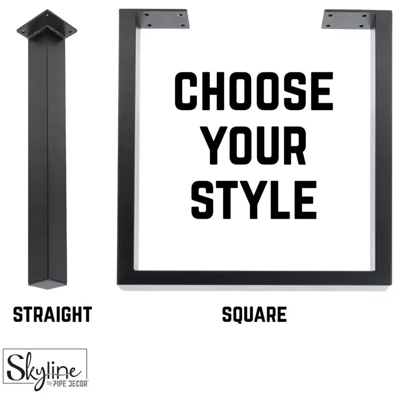 Pipe Decor Gambe per Tavolino da Caffè o Tavolino d'Appoggio Skyline Nere Opache Quadrate in Metallo da 45,72 cm - Confezione da 2
