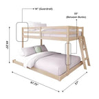 Letto a castello basso Bear Plywood a una piazza e mezza/matrimoniale