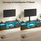 Greenstell Mobile TV Moderno da 51/59 Pollici, Centro Intrattenimento per Soggiorno con Luci LED e Stazione di Ricarica, Girevole e Regolabile in Altezza