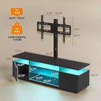 Greenstell Mobile TV Moderno da 51/59 Pollici, Centro Intrattenimento per Soggiorno con Luci LED e Stazione di Ricarica, Girevole e Regolabile in Altezza
