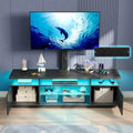 Greenstell 51/59 inch Modern TV Stand for TVs, Living Room Entertainment Center with LED Lights and Charging Station, Swivel & Height Adjustable