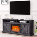 Farmhouse Fireplace TV Stand for 80Inch TV, 67 Tall Highboy Entertainment Center w/Electric Fireplace, Media Console w/Side Cabinets for Living Room