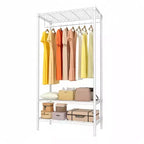 GustoWave Appendiabiti Robusto in Metallo con Ripiani, Organizer per Armadi Regolabili con 1 Asta Appendini, 35,4 L x 17,7 P x 68,9 A, Bianco