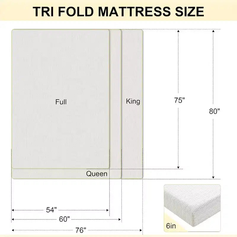 Dyonery Saldi! Materasso in memory foam a tre pieghe da 15 cm, materasso pieghevole portatile per letto a scomparsa con fodera lavabile