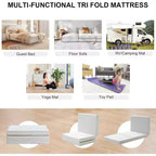 Dyonery Saldi! Materasso in memory foam a tre pieghe da 15 cm, materasso pieghevole portatile per letto a scomparsa con fodera lavabile