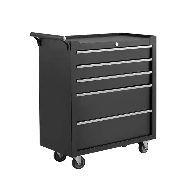 COZONY Cassettiera Portautensili a 5 Cassetti su Ruote, Armadietto Portautensili con Serratura e Ruote, con Fodere per Cassetti, per Officina e Garage