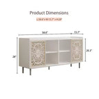 Mobiletto accentato invecchiato fatto a mano, struttura in legno di abete con dettagli intagliati, tavolo console multiuso, credenza e mobiletto contenitore per il soggiorno