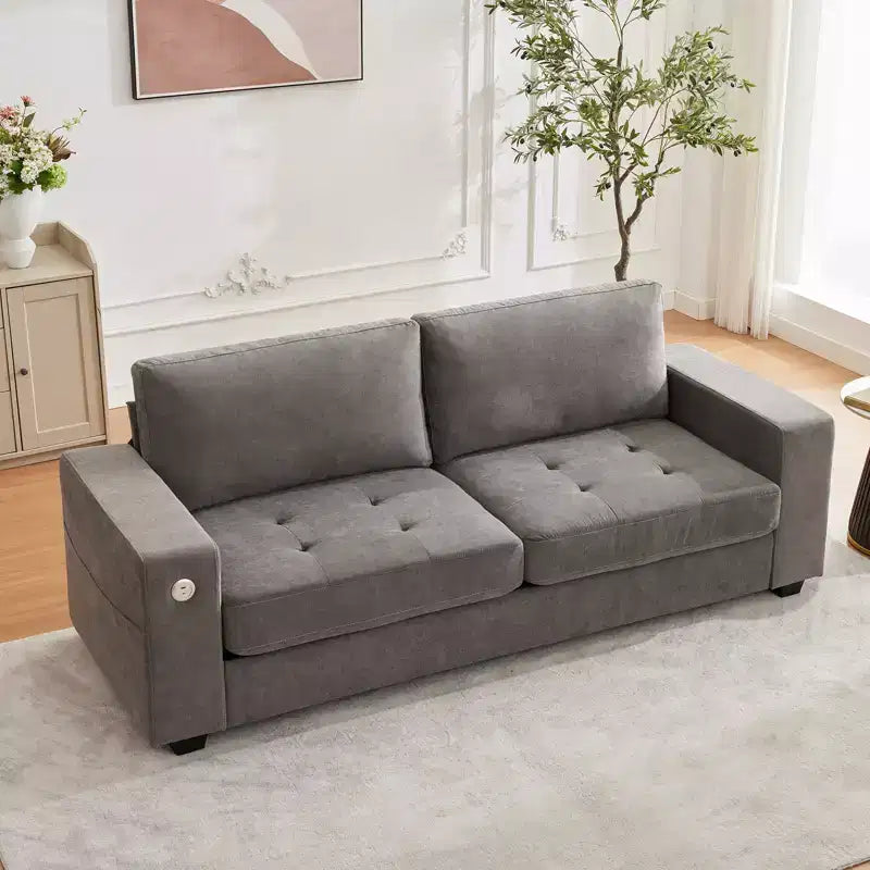 COZONY 90 Oversized Cloud Couch, Mid-Century Chenille, Deep Seat, No-Assembly Sofa w/ USB Ports, Side Pockets