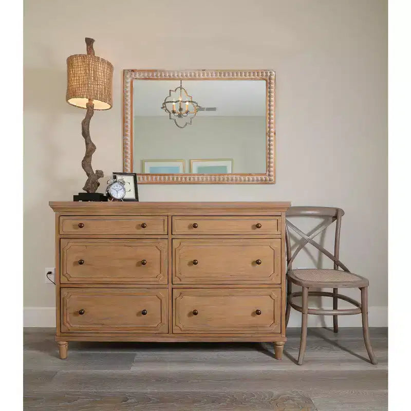 Specchio da parete rettangolare decorativo in legno Moreno Farmhouse di GDFStudio